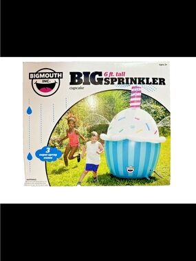 BigMouth 6 ft Tall Big Cupcake Inflatable Kids Sprinkler Summer Water Fun 3 Zone